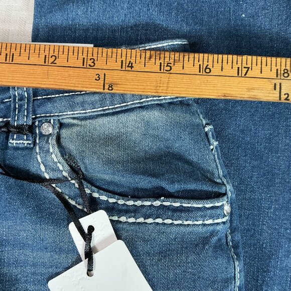 SKY Womens Size 13/14 Blue Super Soft Flare Jeans With Rhinestone Pocket Detail - Picture 8 of 12